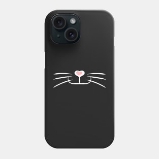 Cute Cat Face With Pink Heart Nose Phone Case