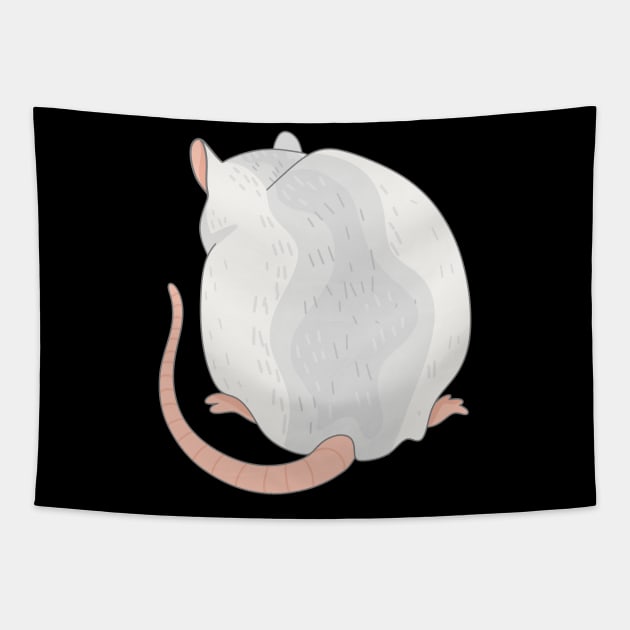 cute, white husky pet rat from behind Tapestry by loulou-artifex