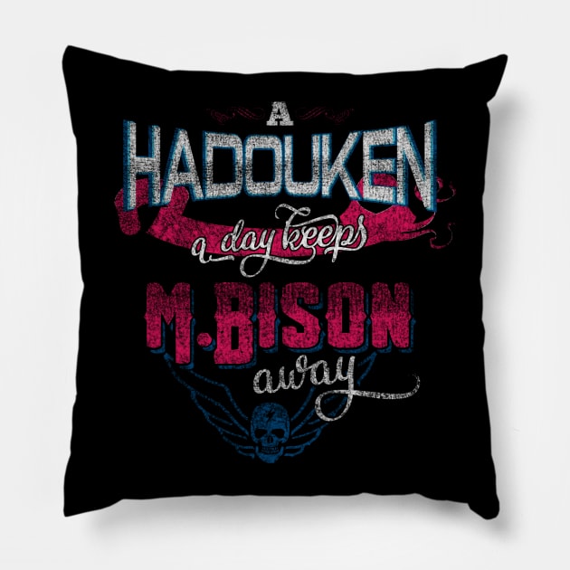 A Hadouken A Day Keeps M.Bison Away | Grunge Edition Pillow by manoystee