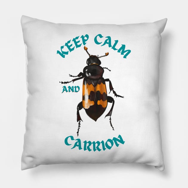 Keep Calm and Carrion Pillow by techno-mantis