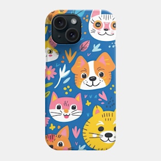 Whimsical Animal Faces Pattern Phone Case