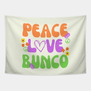 Peace Love Bunco Dice Game Tapestry