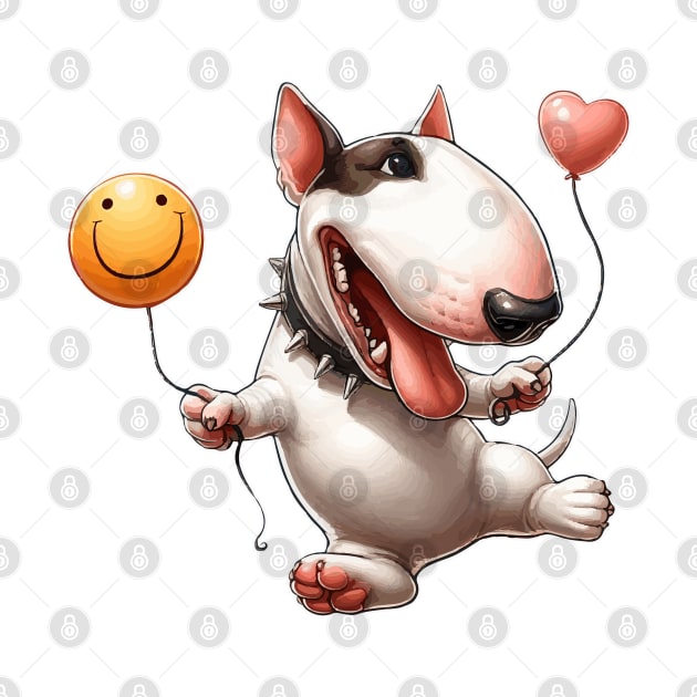 Bull Terrier with balloons by Noewi