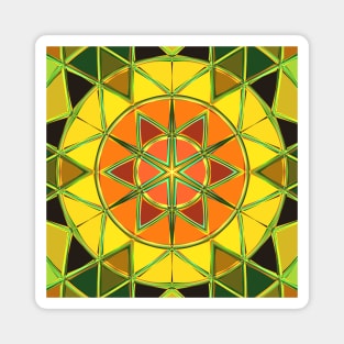 Cartoon Mandala Yellow Orange and Green Magnet