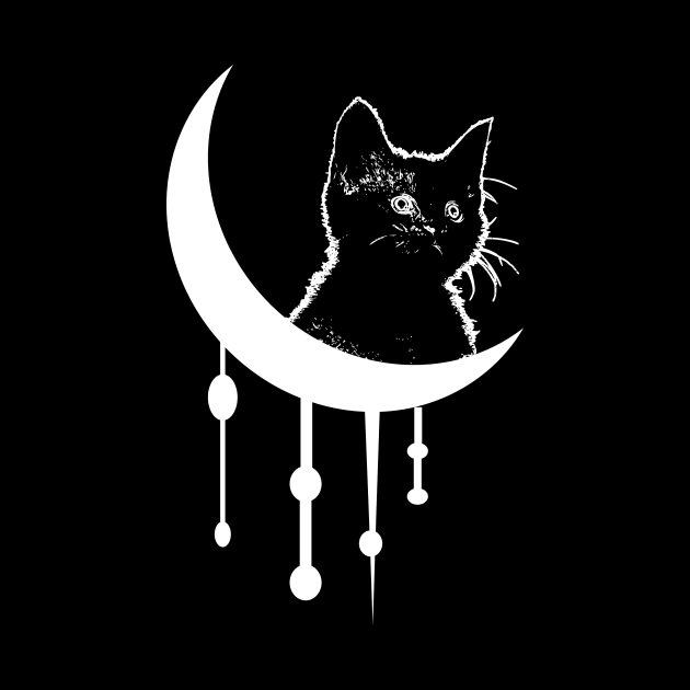 Cat and dripping moon by MysticMoonVibes