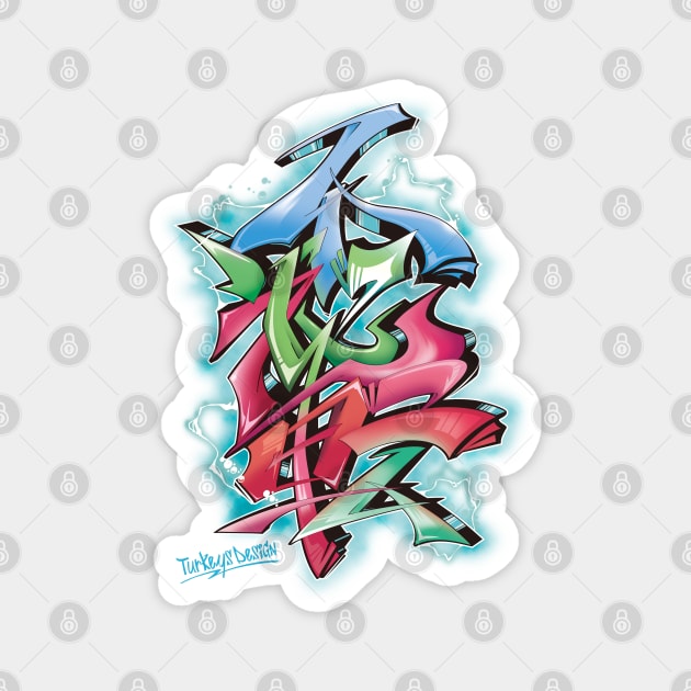 Japanese KANJI Graffiti Futaiten (mix col) Magnet by TurkeysDesign