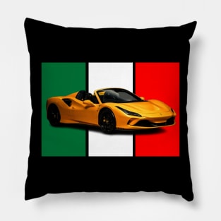 Ferrari F8 with Italian Flag Background Pillow