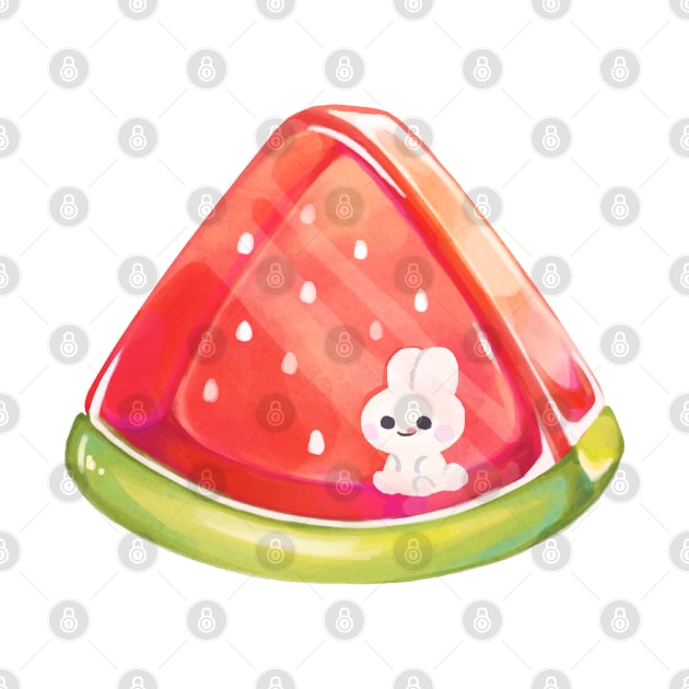 bunny jelly watermelon summer kawaii by mushopea