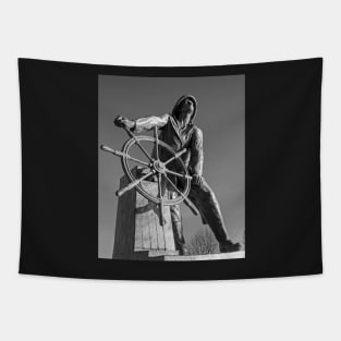 Gloucester Fisherman's Memorial Statue Black and White Tapestry