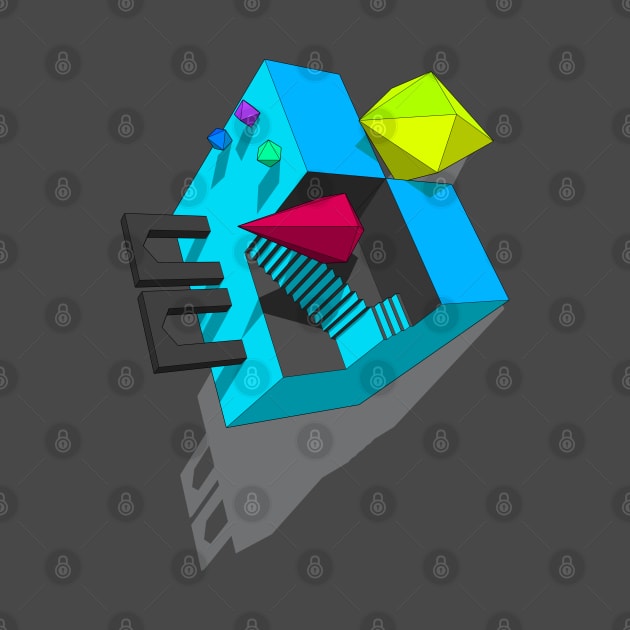 Geometrical Choice Cyan Cube by Zeroeroroo