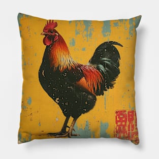 Retro Japanese-style chicken poster Pillow