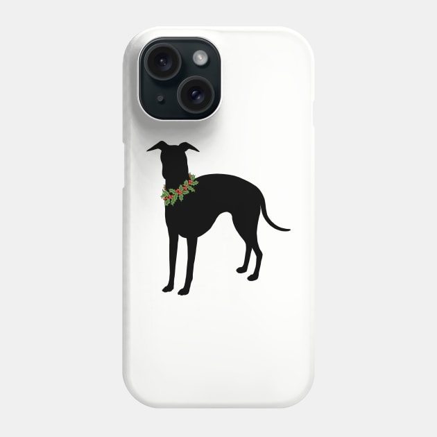 Italian Greyhound with festive holly collar Holiday design 2 Phone Case by StephJChild