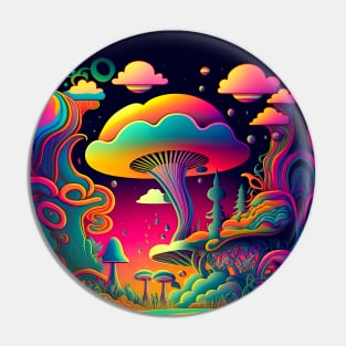 Psychedelic Dream Forest Filled with Colorful Mushrooms Pin