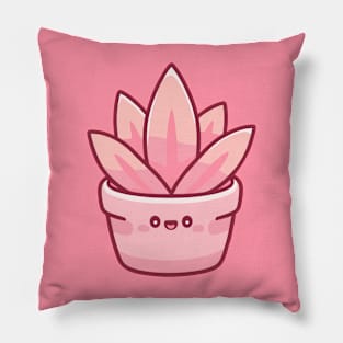 Cute Pink Cactus in Kawaii Style | Kawaii Plant Illustration | Cute Kawaii House Plant Pillow