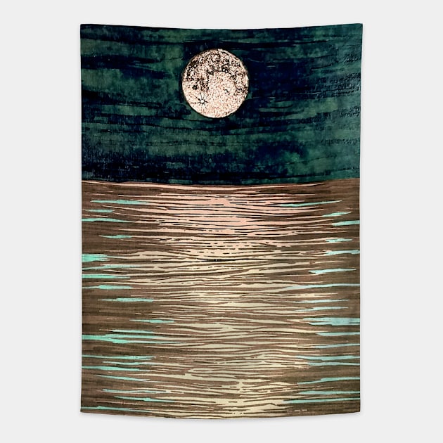 Moonlit Sea Tapestry by bridgetrolljess