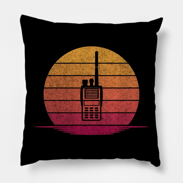 Awesome Funny Ham radio Gift - Hobby Silhouette Sunset Design Pillow by mahmuq