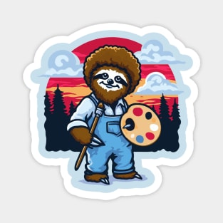 Sloth Painter Sunset Magnet