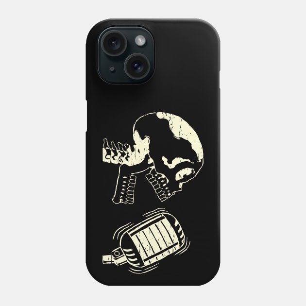 Singing Skull Retro White Distressed Line art Phone Case by ebayson74@gmail.com