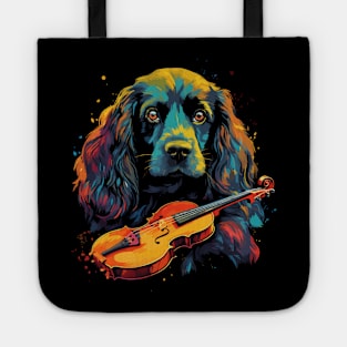 Field Spaniel Playing Violin Tote