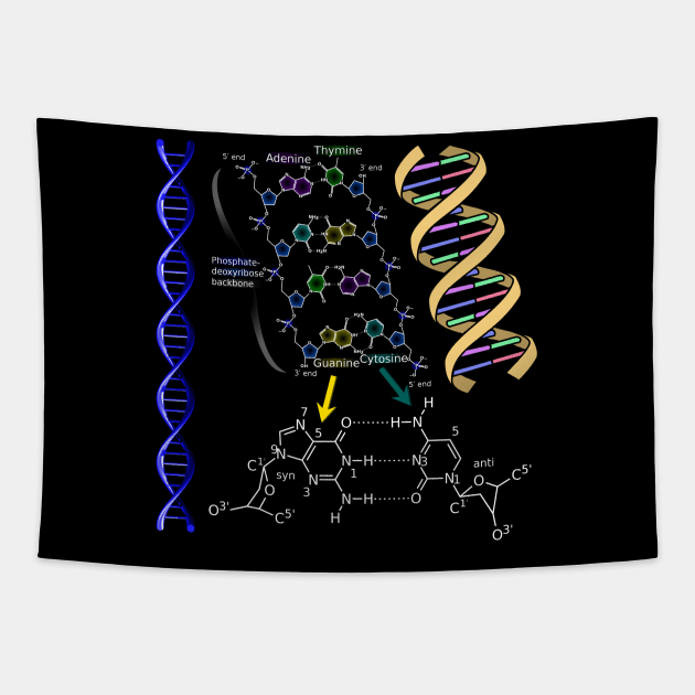 DNA Double Helix Chemical Formula Molecules Science Art Tapestry by Brasilia Catholic