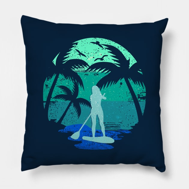 Standup Paddle Board Retro Vintage Design Gift Pillow by MarkusShirts