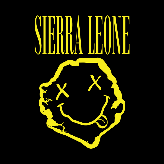 Vibrant Sierra Leone Africa x Eyes Happy Face: Unleash Your 90s Grunge Spirit! Smiling Squiggly Mouth Dazed Smiley Face by pelagio