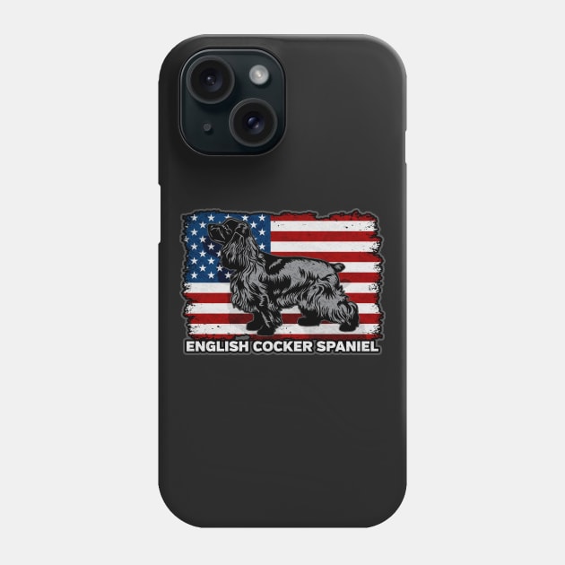 English Cocker Spaniel Dog American Flag Phone Case by RadStar