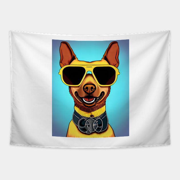 Smiling Dog with Sunglasses Tapestry by Prairie Ridge Designs
