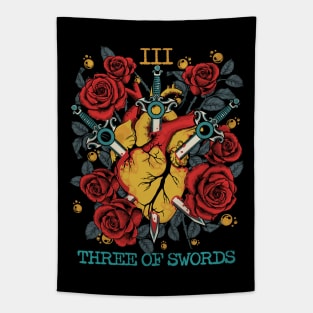 Tarot Card Three of Swords Heartbreak Vintage Tapestry