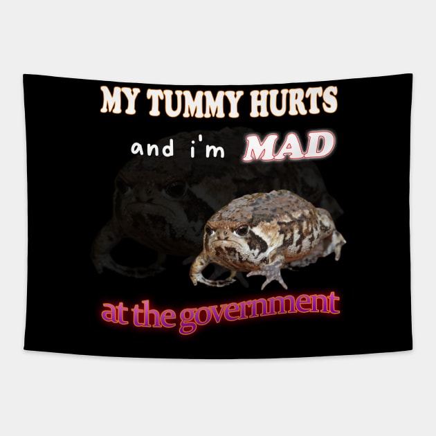 My Tummy Hurts And I'm MAD At The Government Meme Tapestry by Hamza Froug