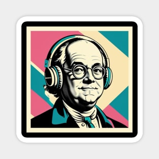Benjamin Franklin 80s Retro Colors Music Genius Art Magnet
