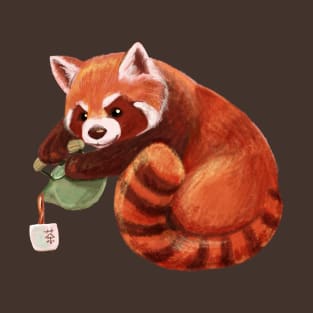 Red Panda Pouring Tea T-Shirt