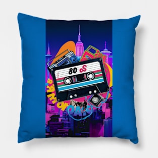 80s nostalgia cassette art Pillow