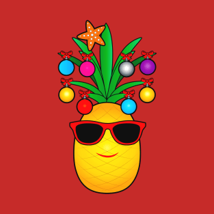 Cartoon Pineapple Decorated for Christmas T-Shirt