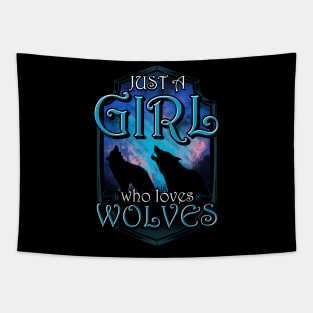 Cute Just A Girl Who Loves Wolves Lone Wolf Tapestry