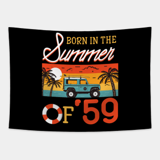 Born In The Summer Of _59 Beach Holiday Birthday Tapestry