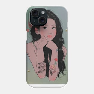 girl with tatoos Phone Case