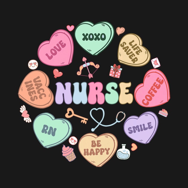 Groovy Heart Candy Nurse Valentines Day Men Women by Neldy