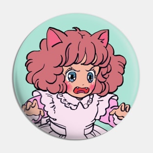 I draw pink pastel angery chibi neko / the star of cottonland Pin