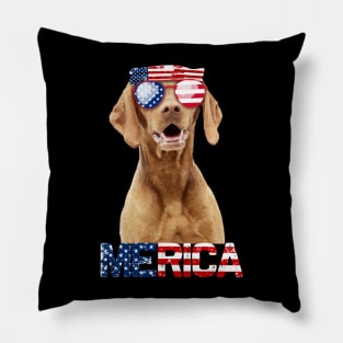 Merica Vizsla Dog American Flag 4Th Of July Pillow