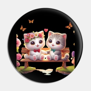 Cute Valentine Couple Cat Pin