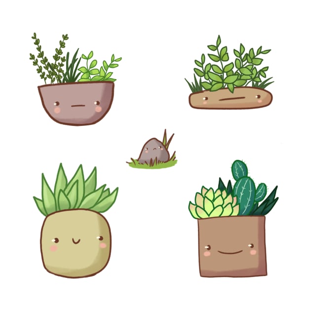 Cute plants with faces by Mayarart