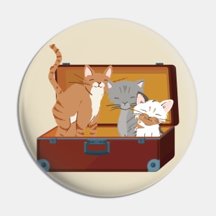 Cats in Vintage Suitcase Pin