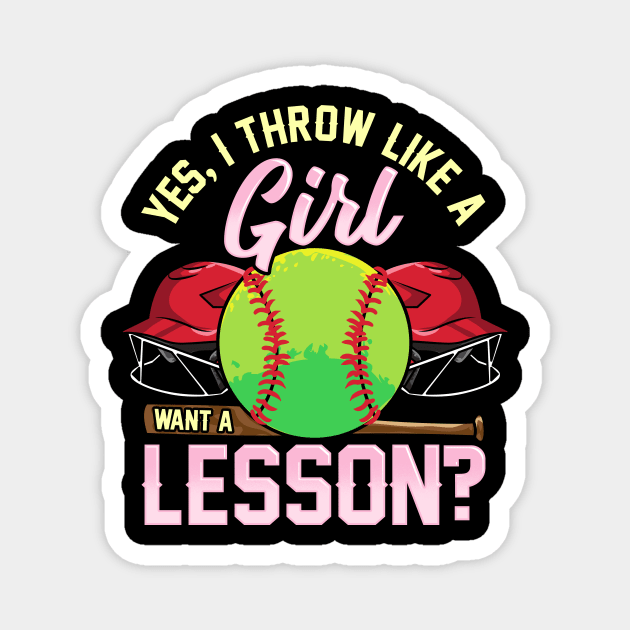 Yes I Throw Like a Girl Want a Lesson? Pitcher Pun Magnet by theperfectpresents