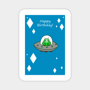 Happy Birthday - Alien UFO Sloth Magnet