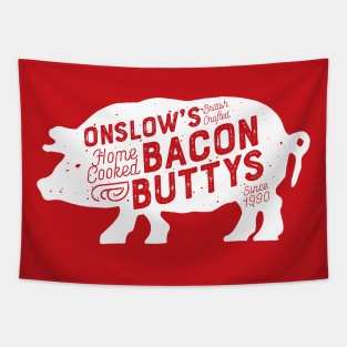 Onslow's Bacon Butty - Pig Design (White on Red) Tapestry