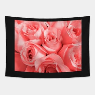 Pink roses in pastel pantone 2019 living coral Tapestry