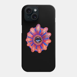 Trippy Pop Surreal Big Eyed Art Floral Mandala Illustration Phone Case