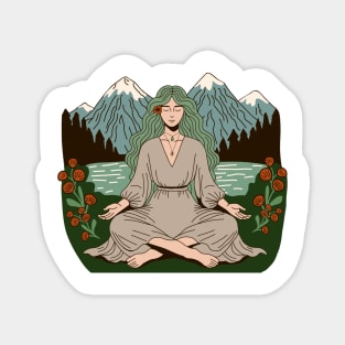 Mountain Meditating Girl Magnet