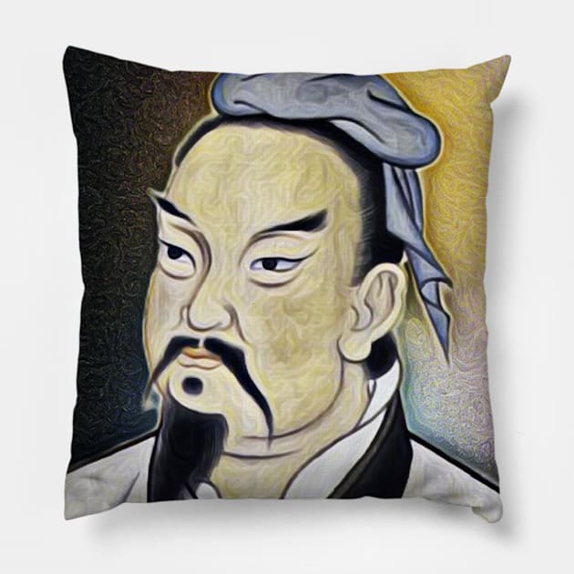 Sun Tzu Yellow Portrait | Sun Tzu Artwork 9 Pillow by JustLit